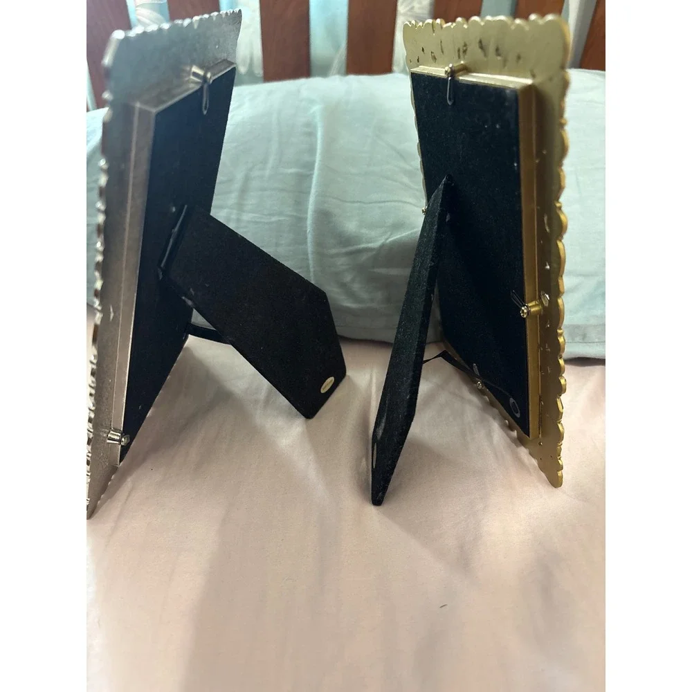 2 Wellesley Manor Jeweled 4x6 Picture Frame Set Gold Silver Gemstone Embellished
